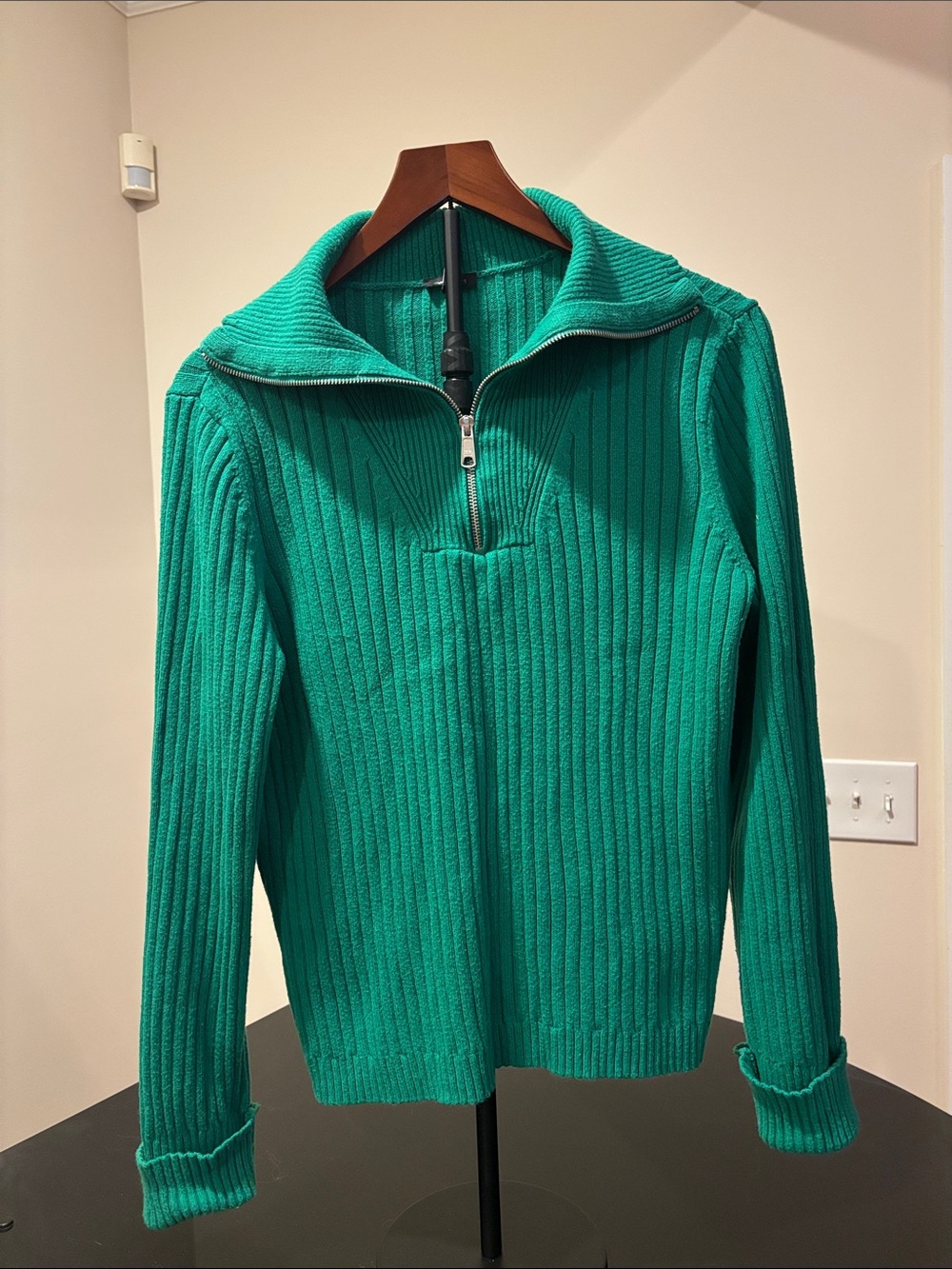 Talbots Emerald Green Ribbed Zip-Up Sweater